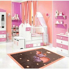 Modanoiva Kaymaz Dot Taban Yıkanabilir  Dijital Baskı Fil Desenli Çocuk Halısı 80 x 120