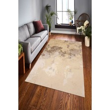 Modanoiva Kaymaz Dot Taban Yıkanabilir  Dijital Baskı Eskitme Zemin Desenli Salon Halısı 80 x 120