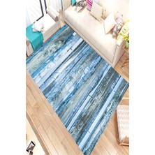 Modanoiva Kaymaz Dot Taban Yıkanabilir  Dijital Baskı Parke Desenli Salon Halısı 80 x 120