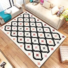 Modanoiva Kaymaz Dot Taban Yıkanabilir Antibakteriyel Dijital Baskı Renkli Geometrik Desenli Salon Halısı 80 x 120