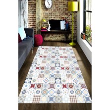 Modanoiva Kaymaz Dot Taban Yıkanabilir  Dijital Baskı Motif Desenli Salon Halısı 80 x 120