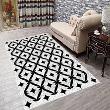 Modanoiva Kaymaz Dot Taban Yıkanabilir  Dijital Baskı Geometrik Modern Desenli Salon Halısı 80 x 100