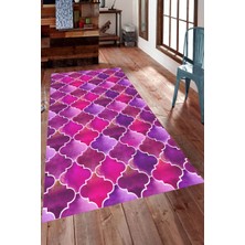 Modanoiva Kaymaz Dot Taban Yıkanabilir  Dijital Baskı Sihirli Renkli Salon Halısı 80 x 100