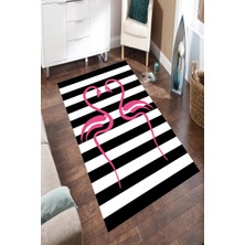 Modanoiva Kaymaz Dot Taban Yıkanabilir  Dijital Baskı Aşık Flamingo Desenli Salon Halısı 80 x 120