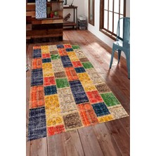 Modanoiva Kaymaz Dot Taban Yıkanabilir  Dijital Baskı Etching Eskitme Tasarımlı Salon Halısı 65 X 165