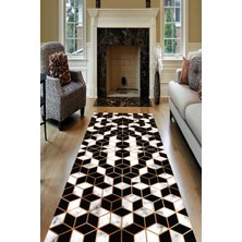 Modanoiva Kaymaz Dot Taban Yıkanabilir  Dijital Baskı Mermer Retro Desenli Salon Halısı 80 x 100