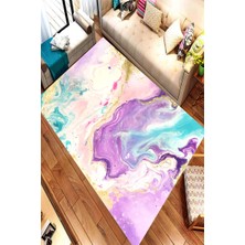 Modanoiva Kaymaz Dot Taban Yıkanabilir Dijital  Baskı Granit Tasarımlı Salon Halısı 80 x 100