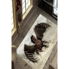 Modanoiva Kaymaz Dot Taban Yıkanabilir  Dijital Baskı Kanatlı At Tasarımlı Salon Halısı 80 x 100