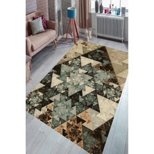 Modanoiva Kaymaz Dot Taban Yıkanabilir  Dijital Baskı Asimetrik Boyutlu Mermer Salon Halısı 80 x 100