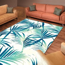 Modanoiva Kaymaz Dot Taban Yıkanabilir  Dijital Baskı Tropikal Palmiye Desenli Salon Halısı 80 x 120