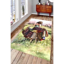 Modanoiva Kaymaz Dot Taban Yıkanabilir  Dijital Baskı Doğa Ve Dans Salon Halısı 80 x 120