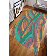 Modanoiva Kaymaz Dot Taban Yıkanabilir  Dijital Baskı Renkli İpler Salon Halısı 80 x 120