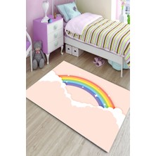 Modanoiva Kaymaz Dot Taban Yıkanabilir  Dijital Baskı Gökkuşağı Zarfı Çocuk Halısı 80 x 100