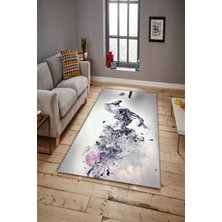 Modanoiva Kaymaz Dot Taban Yıkanabilir  Dijital Baskı Sanat Katkılı Zebra Salon Halısı 80 x 120
