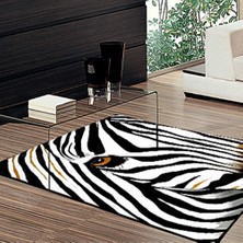 Modanoiva Kaymaz Dot Taban Yıkanabilir  Dijital Baskı Zebra Desenli Salon Halısı 100 X 105