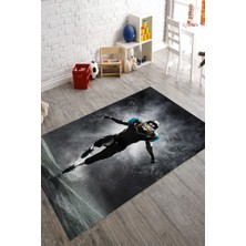 Modanoiva Kaymaz Dot Taban Yıkanabilir  Dijital Baskı Sporcu Hırslı Leopar Çocuk Halısı 80 x 120