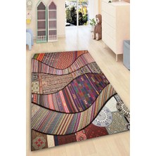 Modanoiva Kaymaz Dot Taban Yıkanabilir Dijital  Baskı Etnik Geometrik Soft Renkler Çocuk Halısı 80 x 100
