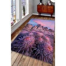 Modanoiva Kaymaz Dot Taban Yıkanabilir  Dijital Baskı Doğa İllustrasyonu Salon Halısı 80 x 100