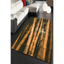 Modanoiva Kaymaz Dot Taban Yıkanabilir  Dijital Baskı Doğal Palmiye Gövdeleri Salon Halısı 80 x 120