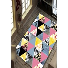 Modanoiva Kaymaz Dot Taban Yıkanabilir  Dijital Baskı Sulu Boya Efektli Geometrik Hayvan Dokuları Salon Halısı 80 x 120