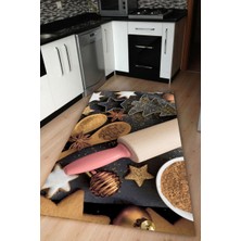 Modanoiva Kaymaz Dot Taban Yıkanabilir  Dijital Baskı Modern Mutfak Desenleri Mutfak Halısı 80 x 100