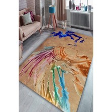 Modanoiva Kaymaz Dot Taban Yıkanabilir  Dijital Baskı Kızıl Derili Renk Patlaması Salon Halısı 80 x 120