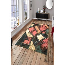 Modanoiva Kaymaz Dot Taban Yıkanabilir  Dijital Baskı Geometrik Yağlı Boyalar Salon Halısı 80 x 100