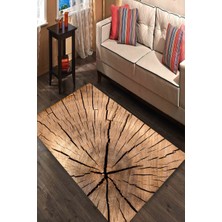 Modanoiva Kaymaz Dot Taban Yıkanabilir  Dijital Baskı Parlak Kütük Salon Halısı 80 x 100