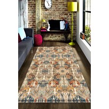 Modanoiva Kaymaz Dot Taban Yıkanabilir  Dijital Baskı Etnik Ve Geometrik Desenler Salon Halısı 80 x 120