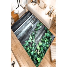 Modanoiva Kaymaz Dot Taban Yıkanabilir  Dijital Baskı Tahtalar Ve Sarmaşık Yapraklar Salon Halısı 80 x 120