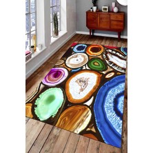 Modanoiva Kaymaz Dot Taban Yıkanabilir  Dijital Baskı Renkli Çikolatalar Salon Halısı 80 x 100