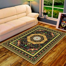 Modanoiva Kaymaz Dot Taban Yıkanabilir  Dijital Baskı Özel Tasarım Antika Desenli Salon Halısı 80 x 100