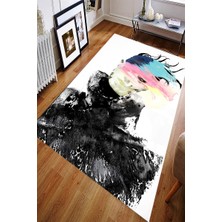 Modanoiva Kaymaz Dot Taban Yıkanabilir  Dijital Baskı Sihirli Dokunuşlar Portresi Salon Halısı 80 x 120