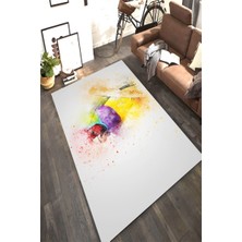 Modanoiva Kaymaz Dot Taban Yıkanabilir  Dijital Baskı Suluboya Efektli Kızgın Papağan Salon Halısı 80 x 120