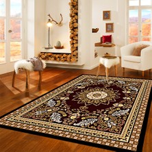 Modanoiva Kaymaz Dot Taban Yıkanabilir  Dijital Baskı Osmanlı Motifli Yıldız Desenli Salon Halısı 80 x 100