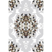 Modanoiva Kaymaz Dot Taban Yıkanabilir  Dijital Baskı Cam Çiçekler Ve Gölge Efektli Zemin Salon Halısı 80 x 120