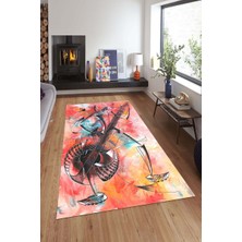 Modanoiva Kaymaz Dot Taban Yıkanabilir  Dijital Baskı Mekanik Müzik Salon Halısı 80 x 120