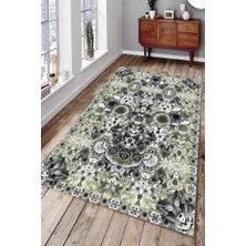 Modanoiva Kaymaz Dot Taban Yıkanabilir  Dijital Baskı Geometrik Çiçekler Çerçevesi Salon Halısı 80 x 100