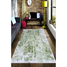 Modanoiva Kaymaz Dot Taban Yıkanabilir  Dijital Baskı Yeşil Motifli Salon Halısı 80 x 100