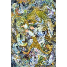 Modanoiva Kaymaz Dot Taban Yıkanabilir  Dijital Baskı Arp Çalan Müzik Perisi Desenli Salon Halısı 80 x 120