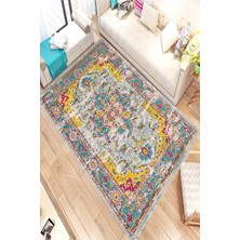 Modanoiva Kaymaz Dot Taban Yıkanabilir Dijital  Baskı Kilim Motifli Salon Halısı 80 x 100