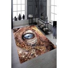 Modanoiva Kaymaz Dot Taban Yıkanabilir  Dijital Baskı Gözün Sırrı Tasarımlı Salon Halısı 80 x 120