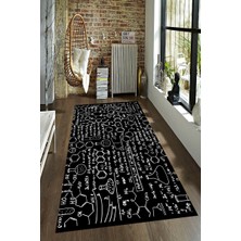 Modanoiva Kaymaz Dot Taban Yıkanabilir  Dijital Baskı Eğitici Formüller Desenli Salon Halısı 80 x 100