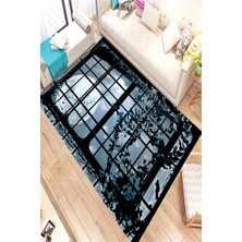 Modanoiva Kaymaz Dot Taban Yıkanabilir  Dijital Baskı Pencerede Dolunay Desenli Salon Halısı 80 x 100