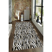 Modanoiva Kaymaz Dot Taban Yıkanabilir  Dijital Baskı Kahve Tonlu Dalga Tasarımlı Salon Halısı 80 x 100