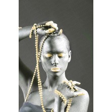 Modanoiva Kaymaz Dot Taban Yıkanabilir  Dijital Baskı Boncuklu Afrika Desenli Salon Halısı 80 x 100
