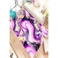 Modanoiva Kaymaz Dot Taban Yıkanabilir  Dijital Baskı Mor Kozmik Tasarımlı Salon Halısı 80 x 120