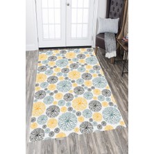 Modanoiva Kaymaz Dot Taban Yıkanabilir  Dijital Baskı Renkli Dallar Salon Halısı 80 x 120