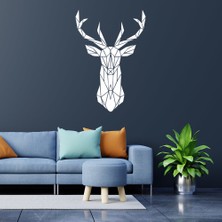 Mıgnatıs - Dekoratif Şekilde Oluşturulmuş Ön Görünüm Geyik Sticker 60X41CM - Beyaz