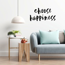 Mıgnatıs - El Yazısı ile Yazılmış Choose Happines Yazısı Sticker 60X30CM - Siyah